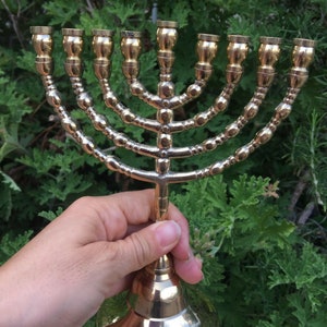 Hanukkah Hamukkia menorah 7.5 Inch Height 9 Branches Brass copper image 2