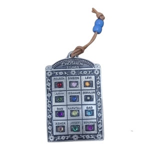 Choshen Stones Amulet | 12 Tribes of Israel Breastplate Charm | Gemstone Protection Pendant | Judaica Gift