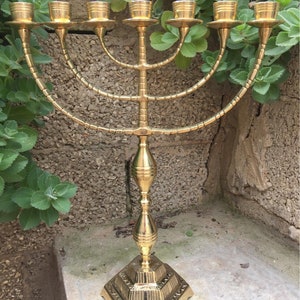 Large Menorah Menora Brass 7 - Seven Branches  Branch - 17.3"- (44cm) Height Temple Menorah | Home Decor | Candle Holder