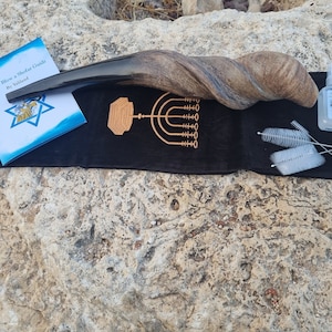 Eland Male Shofar with Bag & Cleaning Kit | 16-18&quot; Natural Kudu Horn | Biblical Instrument | Judaica Gift