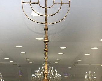 Riesige große Tempelmenorah aus Messing aus dem Heiligen Land Jerusalem Größe 33 "(82,5 cm)