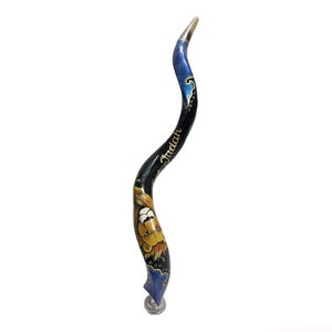 Large Hand-Painted Lion of Judah Shofar | 46&quot; Kudu Horn with Stand | Authentic Judaica Art | Shipped from Israel