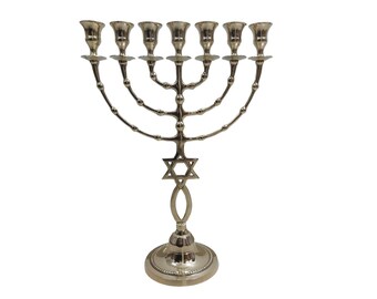 Grafted In Graftitin Messianic Brass Copper Menorah 16" Judaica Israel 7 Candle Holder