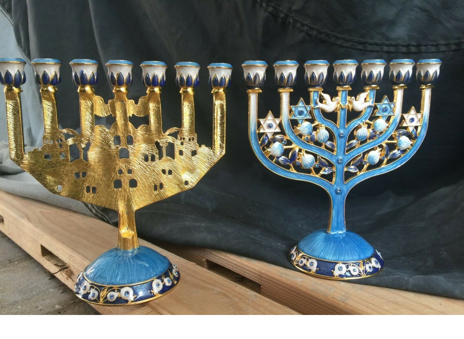Menorah Jerusalem Enamel Pewter 6.5 Inch Height 17cm 7 Etsy Australia