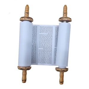 Hebräische Tora-Rolle: Jüdische Bibel mit Griffen aus Olivenholz (20 cm)