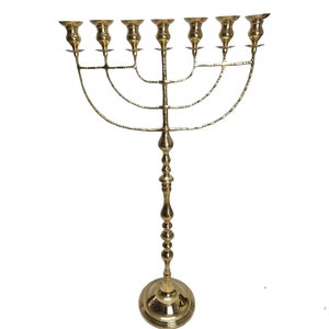 Huge Temple Menorah Menora In Gold Plated From Holy Land Jerusalem Size 50" (128 cm) 7 Branches Brass menorahs for chanukah