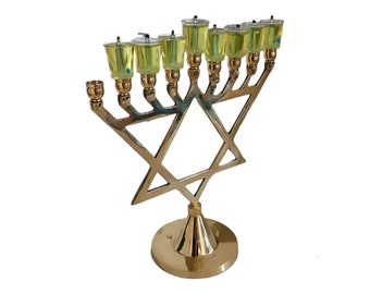 Hanukkah 10" Menorah 9 Branch Lamp in Elegant New Design Judaica Art Star of david Hanukkia Hanukkiah