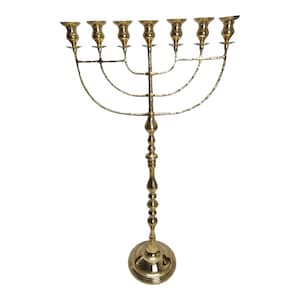 Huge Temple Menorah Menora In Gold Plated From Holy Land Jerusalem Size 50" (128 cm) 7 Branches Brass