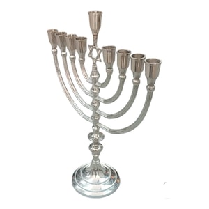Hanukkah Menorah 9 branch 14 Inch - Modern Contemporary Menorah Chanukah Chanukia Brass - Jewish Judaica Gift