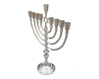 Hanukkah Menorah 9 branch 14 Inch - Modern Contemporary Menorah Chanukah Chanukia Brass - Jewish Judaica Gift