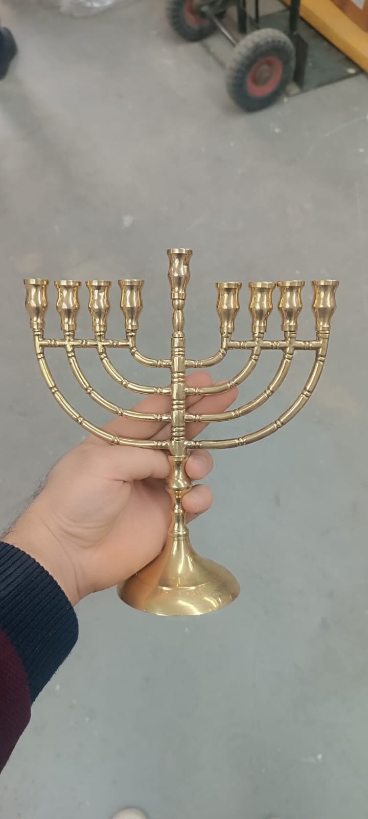 Menora messing Chanoeka 9 traditionele joodse kandelaar 9 tak - België