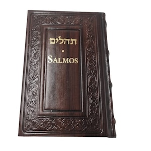 Libro De Los Psalms Espanhol Hebraico couro Fonetica fonética Capa Dura Salmos Español Hebreo Livro