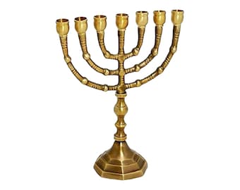 Menorah 7 Seven Branches Menora Antique 8 inches height brass copper From Israel