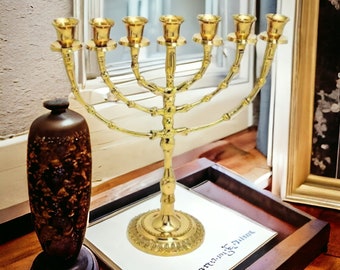 Messing Menorah 7 Israël Tak Goud Zeven Takken Tak Menora Kaarshouder moderne 11 inch hoogte Tempel