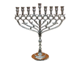 Hanukkah Hamukkia Pomegranates menorah 11" Inch (27cm) Height 9 Branches Brass copper nickel plated