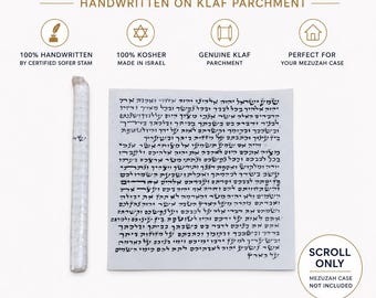 Kosher Mezuzah Scroll | Handwritten Certified Sofer Stam Klaf Parchment (Made in Israel)