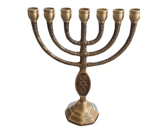 Grafted In Graftitin Messianic Brass Copper Menorah 8.25" Judaica Israel 7 Candle Holder