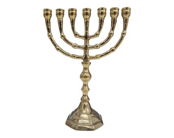 Menorah Candel holder modern  7 Seven Branches Menora 8 inches height brass copper From Israel