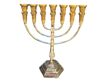 Menorah Jerusalem Temple 14 inch Height 35 cm 7 Branches Gold/Silver Plated XL