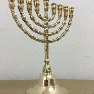 Hanukkah Hamukkia menorah 7.5 Inch Height 9 Branches Brass copper image 5