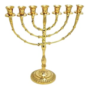 Menorah 7 Seven Branches Menora candel holder modern  11 inches height brass copper From Israel