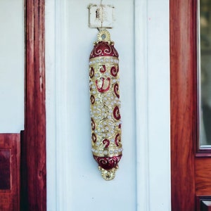 Handmade Enamel Mezuzah Case with Kosher Scroll - Judaica Home Blessing From Israel