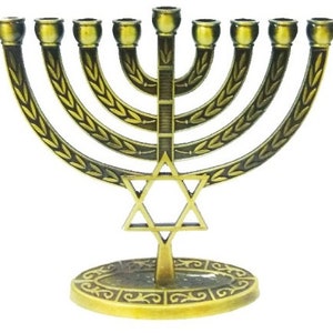 Hanukkah Menorah 9 Branch Lamp in Elegant New Design Judaica Art Star of david
