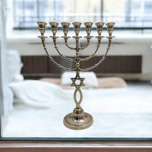 Grafted In Graftitin Messianic Brass Copper Menorah 16" Judaica Israel 7 Candle Holder