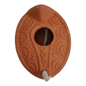 Biblische Herodianische Olivenöl Lampe - Einzelne Terra Cotta Lampe mit Docht - Antike Israel Replik - Wohnkultur - Religiöses Geschenk