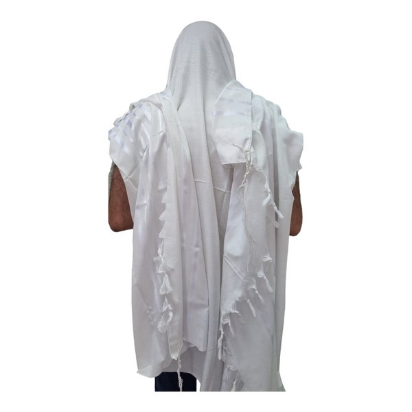 Kosher Tallit Talit Prayer Shawl For Men Traditional Jewish Prayer Acrylic White Color Stripe It Came With Atara