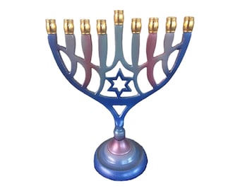 Hanukkah Menorah Jewish Lamp in Elegant Antique Design, Judaica Art Holiday Gif