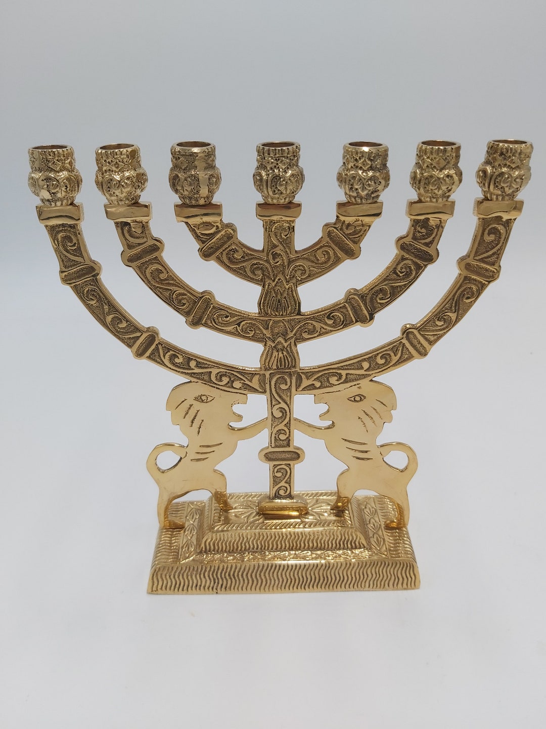 Menorah Brass Copper Antique Replica 9 Inch Heigh Seven Branches Candel