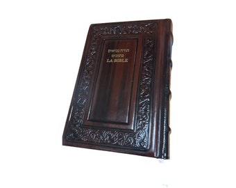 Biblia hebrea Tanaj: traducción al francés, cubierta de cuero auténtico, impresa en Israel