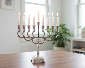 Menorá moderna de 9 brazos, Janucá, 18 cm (7 pulgadas), regalo judío judaico