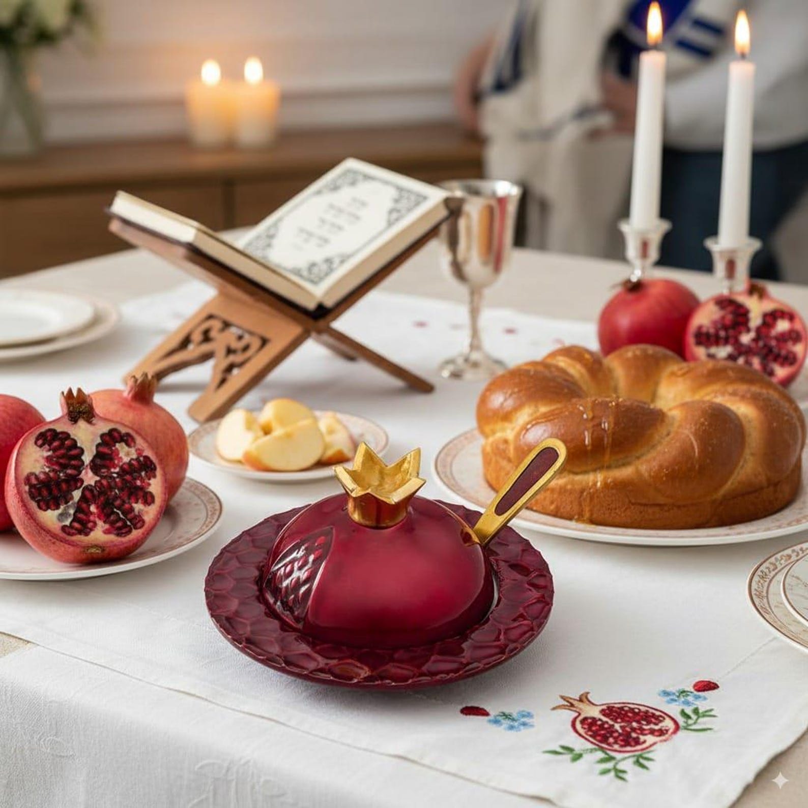 Pomegranate Honey Dish with Spoon: