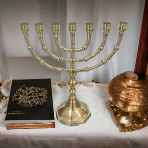 Menorah 7 Temple Candle Holder Messianic Brass Copper Menora 9" 23cm Israel From Israel