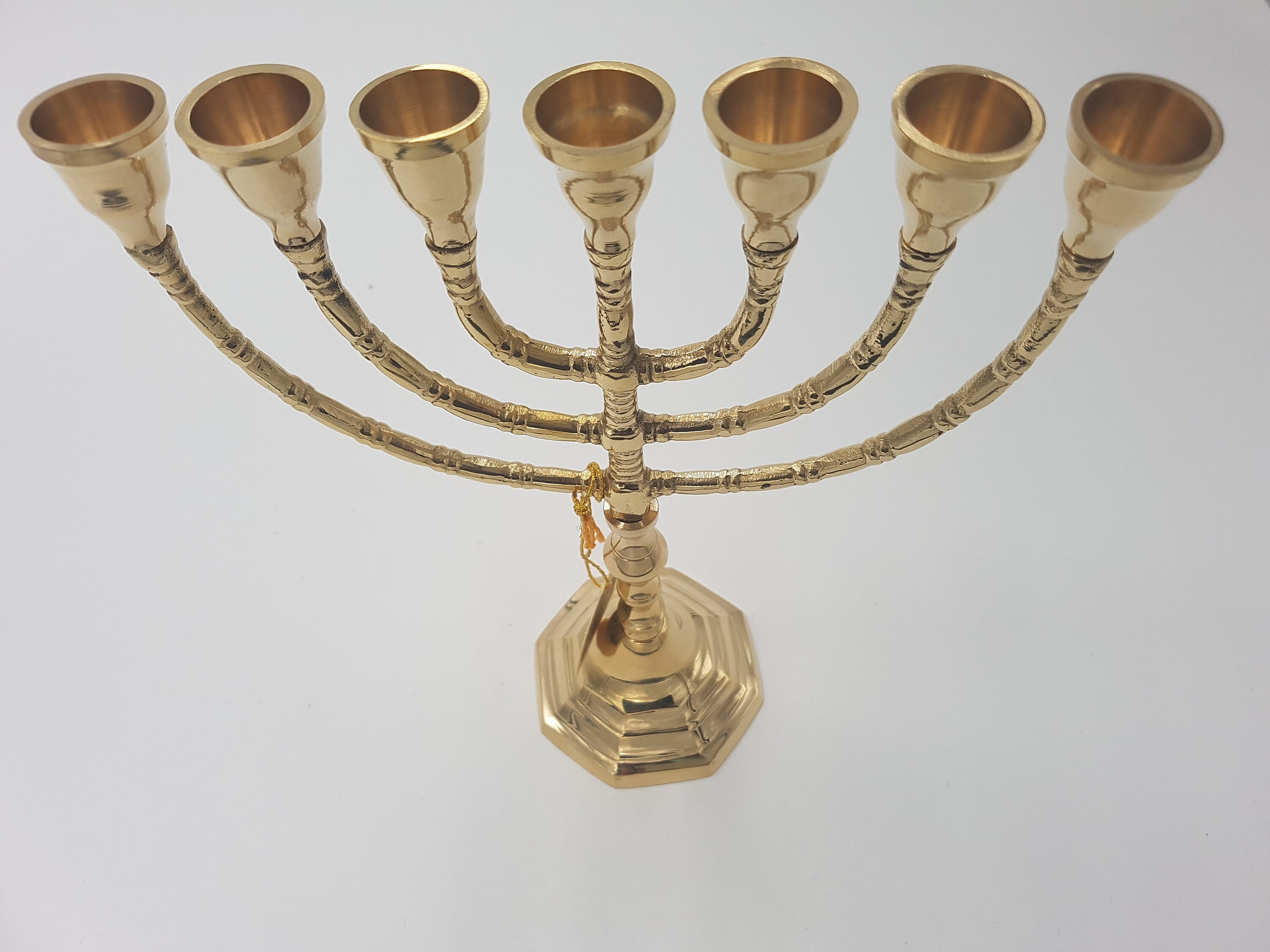 Messianic Brass Antique Copper Menorah Menora blue 10" 25cm Israel 7