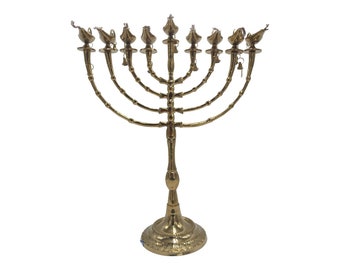 Hanukkah Hamukkia Oil menorah 16 Inch Height Aladdin ladin 9 Branches Brass copper
