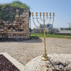 Authentic Temple Oil Menorah Menora brass Candle Holder from Jerusalem Israel 39'' / 98cm EMS Express ship
