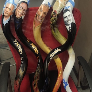 Custom Hand - Painted Shofar - Personalized Portrait Shofar - 38-40 Inch Polished Kudu Horn