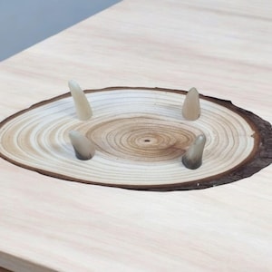 Wooden Shofar Stand with Horn Tips - From Israel