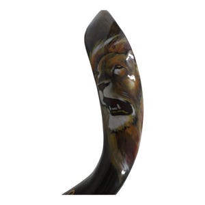 Hand-Painted &quot; Lion of Judah &quot; Kudu Shofar - 39-40&quot; | Authentic Israeli Art | Spiritual Home Decor & Biblical Gift + BAG
