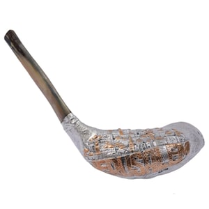 Shofar Silver Plated with Jerusalem Art | Handcrafted Judaica | Rosh Hashanah & Yom Kippur Gift | Jewish Home Decor