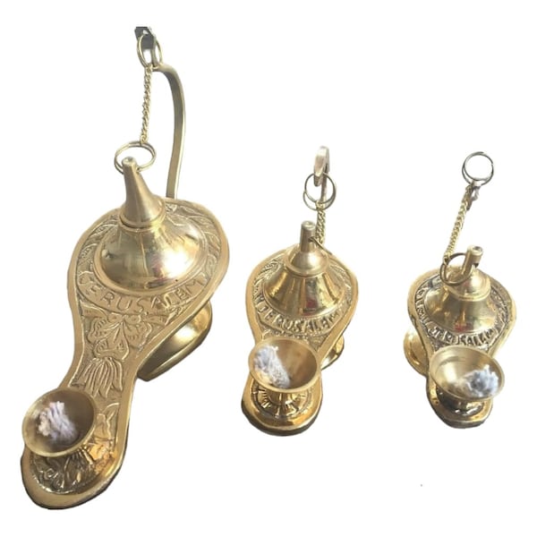 SET 3 Aladdin Aladin Genie Oil Brass Amazing Lamp Lamps 100% Authentic