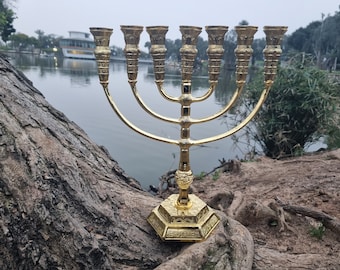 Menorah Jerusalem Temple 14 inch Height 35 cm 7 Branches Gold Plated XL menorahs for chanukah