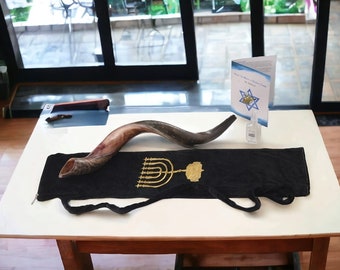 Kosher Half Natural Half Polish Kosher Genuine Shofar Horn Yemenite Kudu Judaica from Israel Came with Bag Guide and Odor Spray