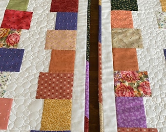 Table Runner, Autumn Colors, Fall Colors, Purple, Gold, Orange, Green, Peach, Soft White #121L and #121D