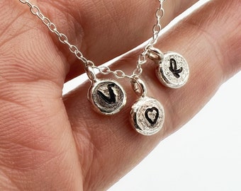 Sterling Silver Stamped Letter Necklace: Personalized Initial Jewelry