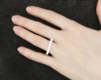 Sterling Silver Bar Ring: Minimalist Geometric Jewelry
