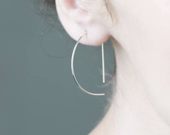 Hoop earrings, edgy silver earrings, minimalist earrings, geometric earrings, hipster style earrings